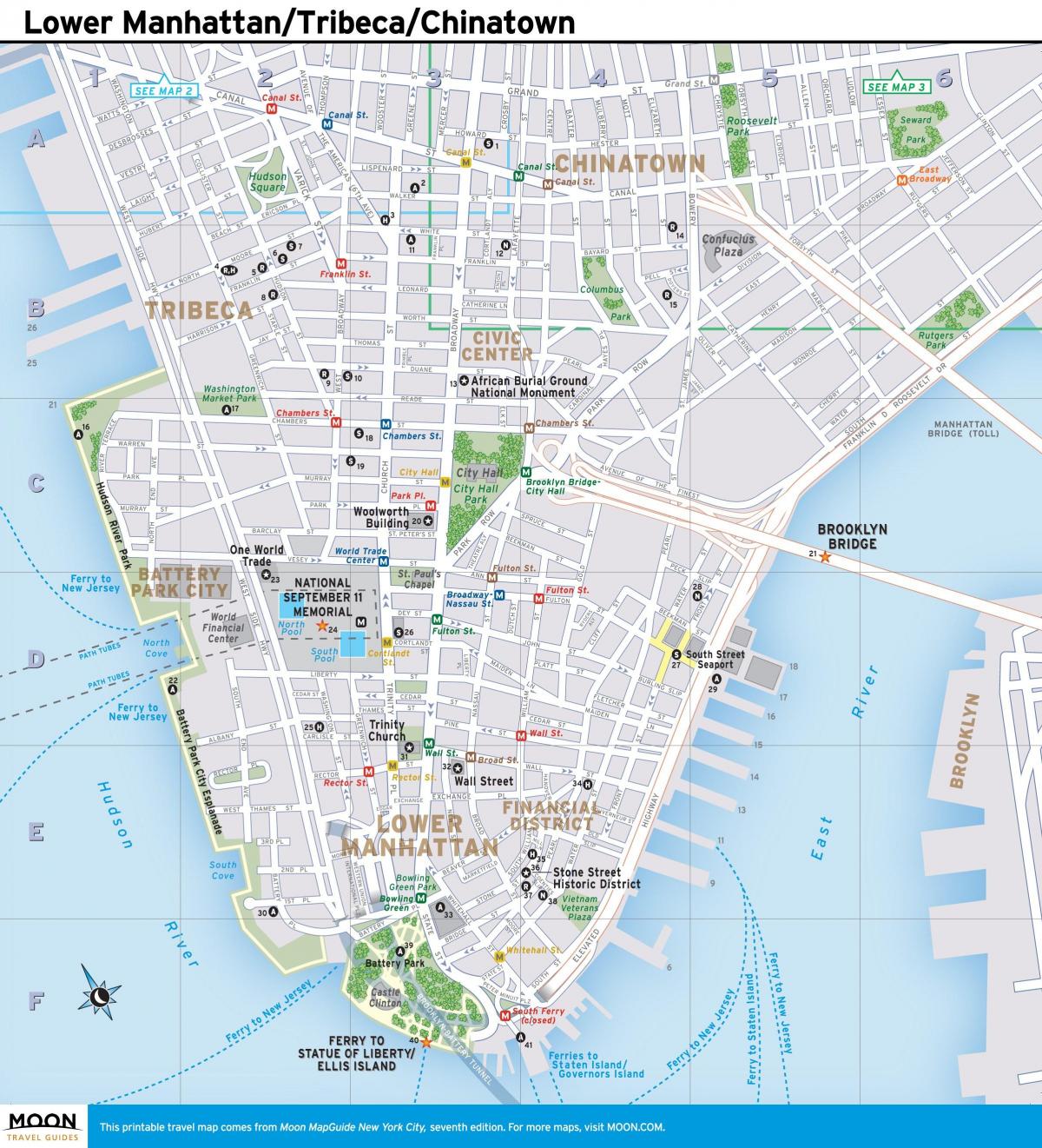 карта Нижній Манхеттен, Нью-Йорк