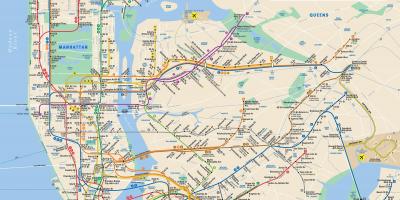 Карта вулиць Манхеттена з зупинками метро
