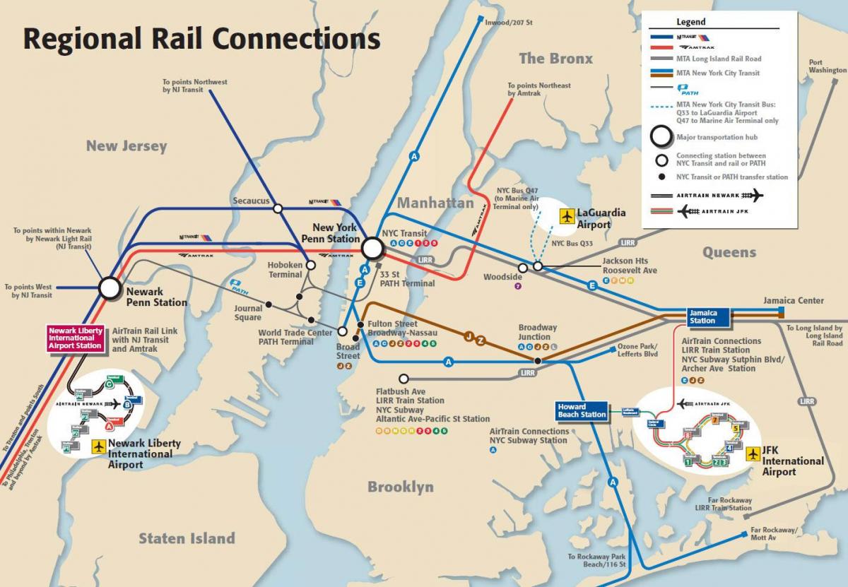 Jfk до Манхеттена карті метро