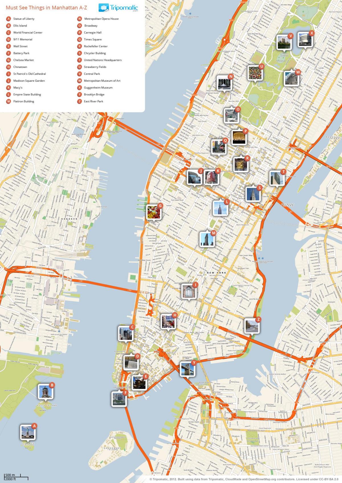 карта Манхеттена з точками інтересу