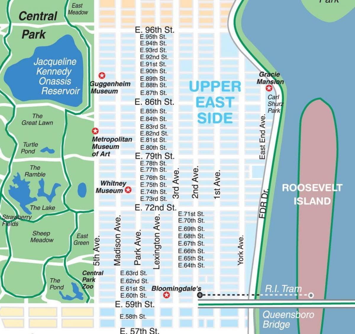 карта верхнього Іст-сайда Манхеттена