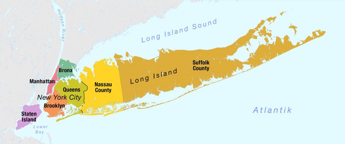карта Нью-Йорка Манхеттен і Лонг-Айленд