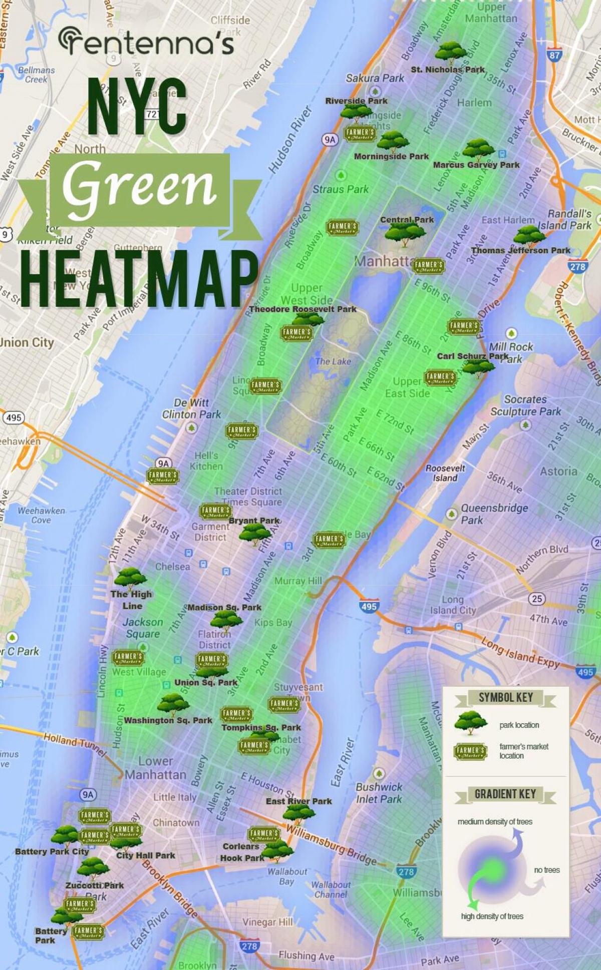 карта Манхеттена парки