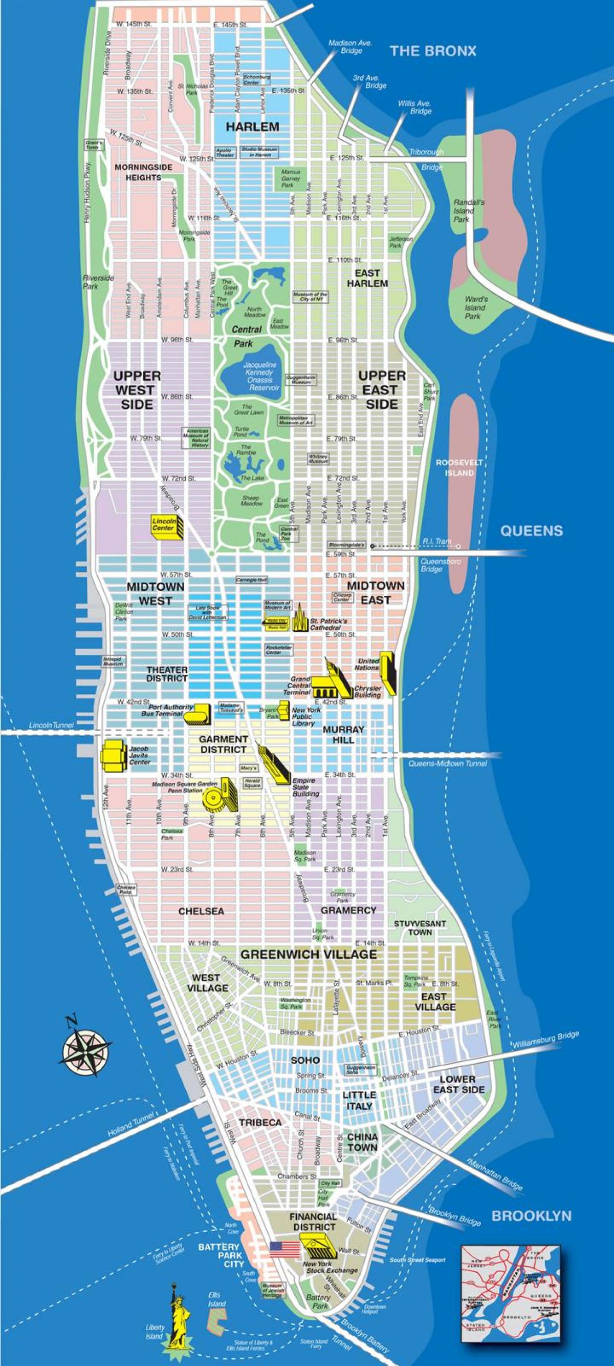 карта авеню на Манхеттені