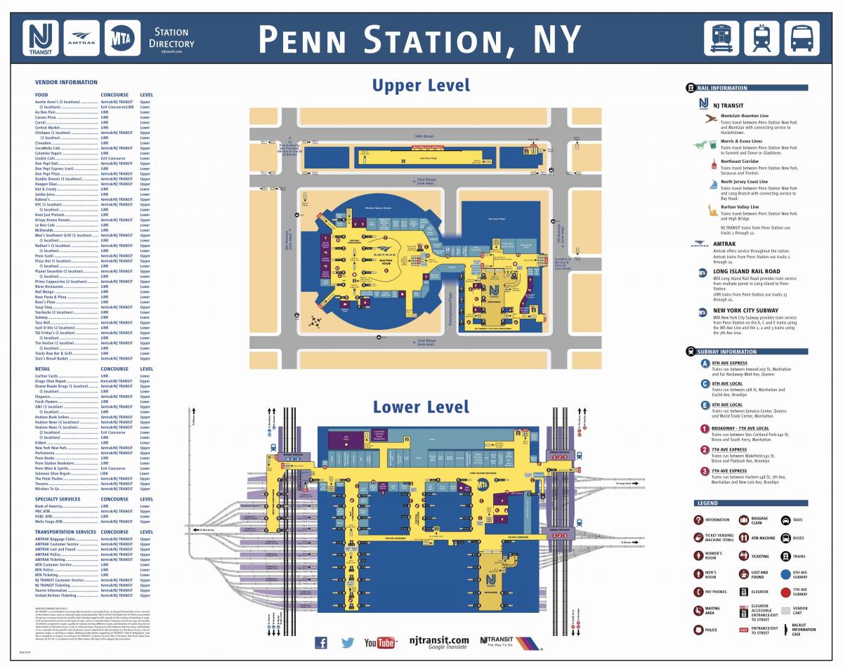 Пенсільванського вокзалу на Манхеттені карті