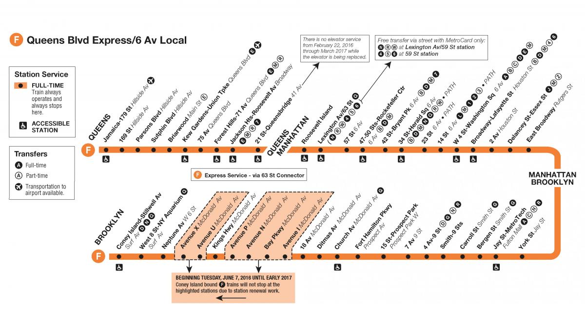 Ф поїзді на карті Манхеттена