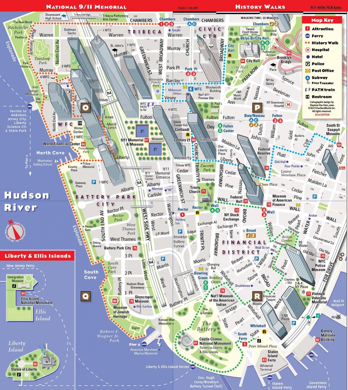 нижче туристичну карту Манхеттена