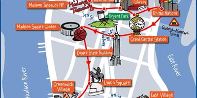 Карта Манхеттена в Нью-Йорку пам'ятки