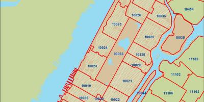 ЗІП код Нью-Йорка Manhattan карта