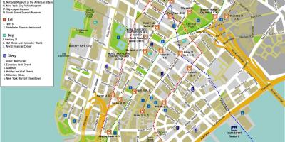 Карта нижнього Манхеттена з назвами вулиць